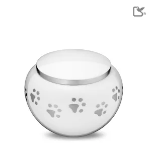 Classic Round Medium Pet Urn White & Bru Pewter