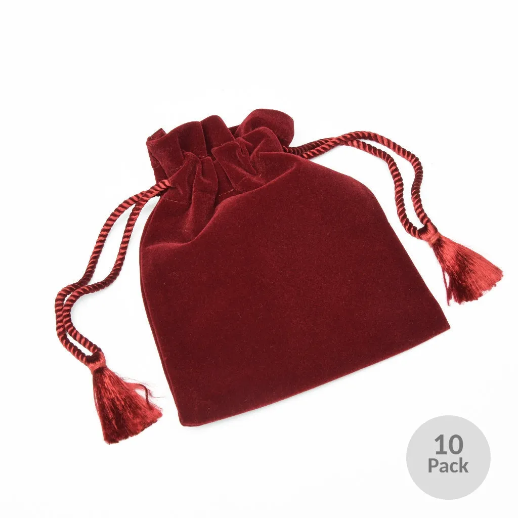 CLEARANCE - 6" X 5" Velvet Urn Bag - Burgundy or Black - 10 Pack