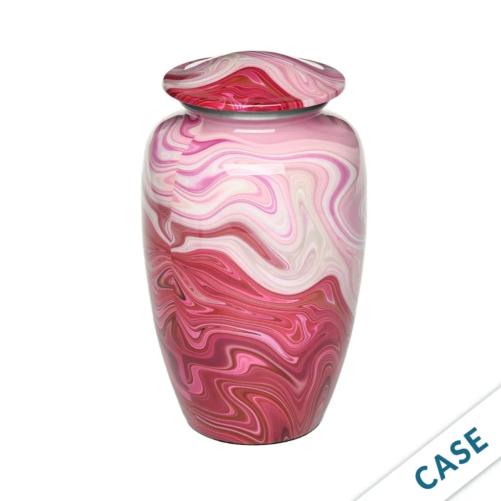 CLEARANCE - ADULT Classic Alloy Urn -9008- Red and Pink Swirl - Case of 4