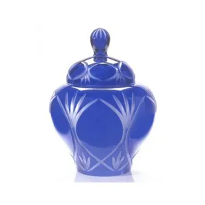 CLEARANCE- MEDIUM Crystal "Angel Wings" Urn -U-01B-60 - Cobalt Blue