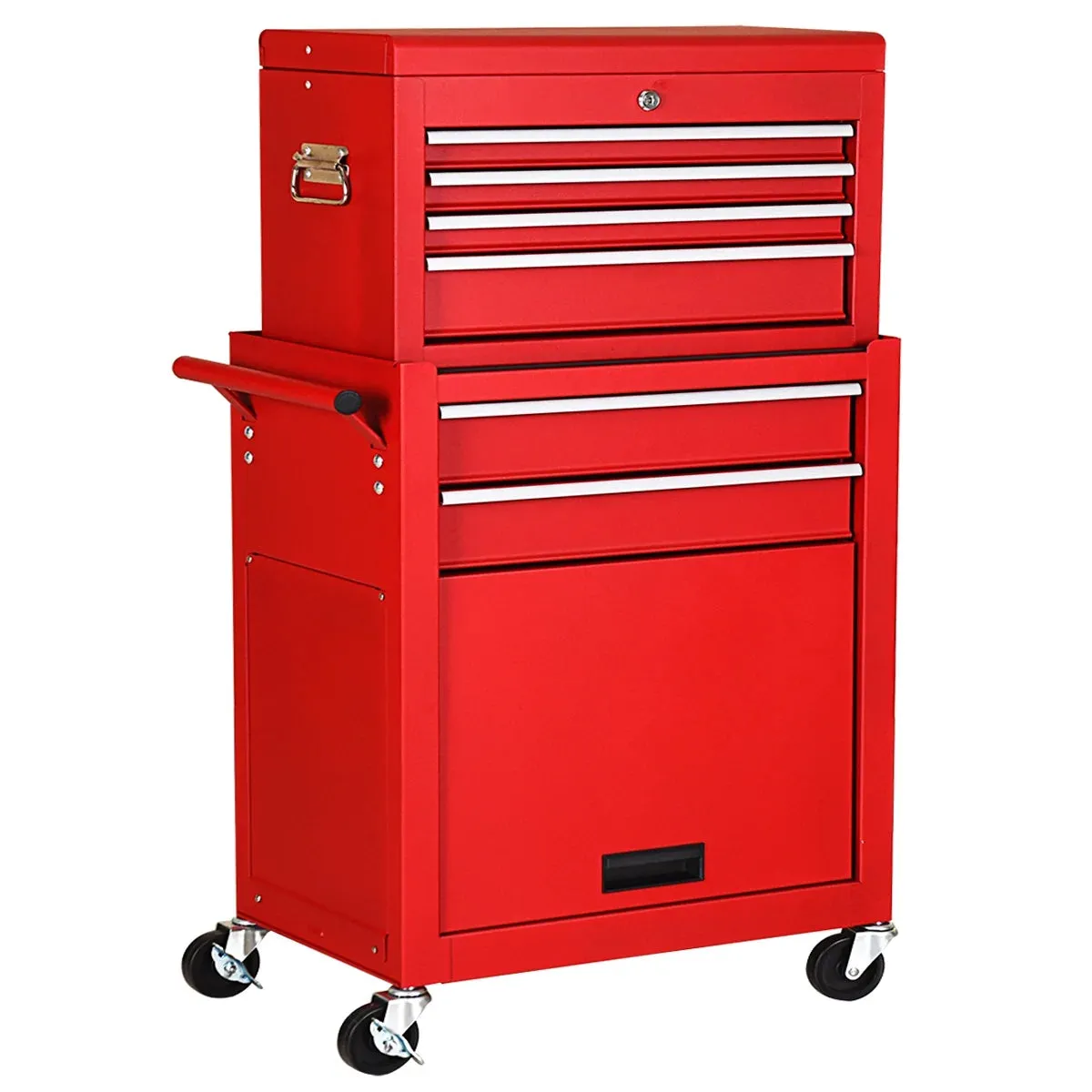 Costway TL34996RE 2 in 1 Rolling Cabinet Storage Chest Box Organizer w/ 6 Drawers Red
