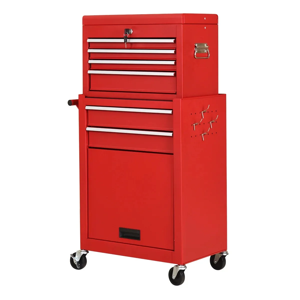 Costway TL34996RE 2 in 1 Rolling Cabinet Storage Chest Box Organizer w/ 6 Drawers Red