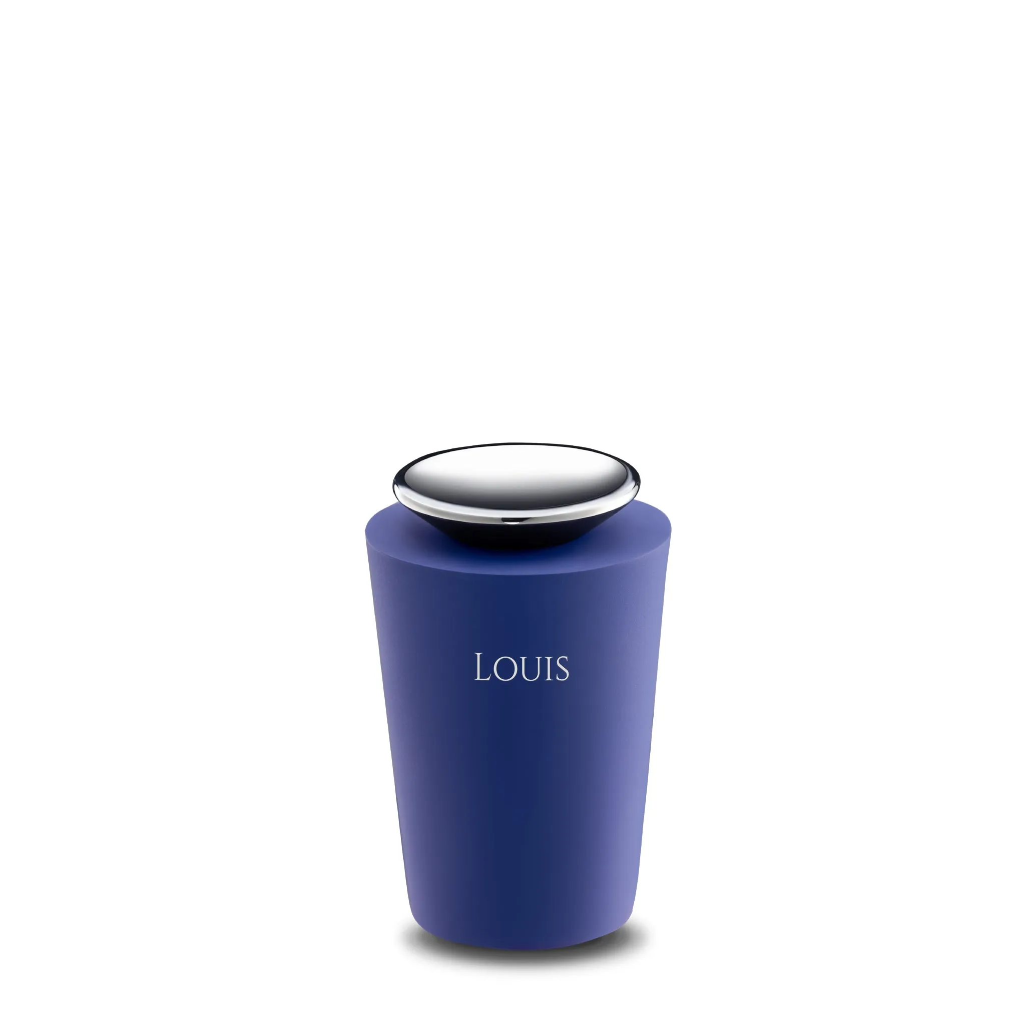 Crescent Tall Keepsake Urn Navy & Polished Silver