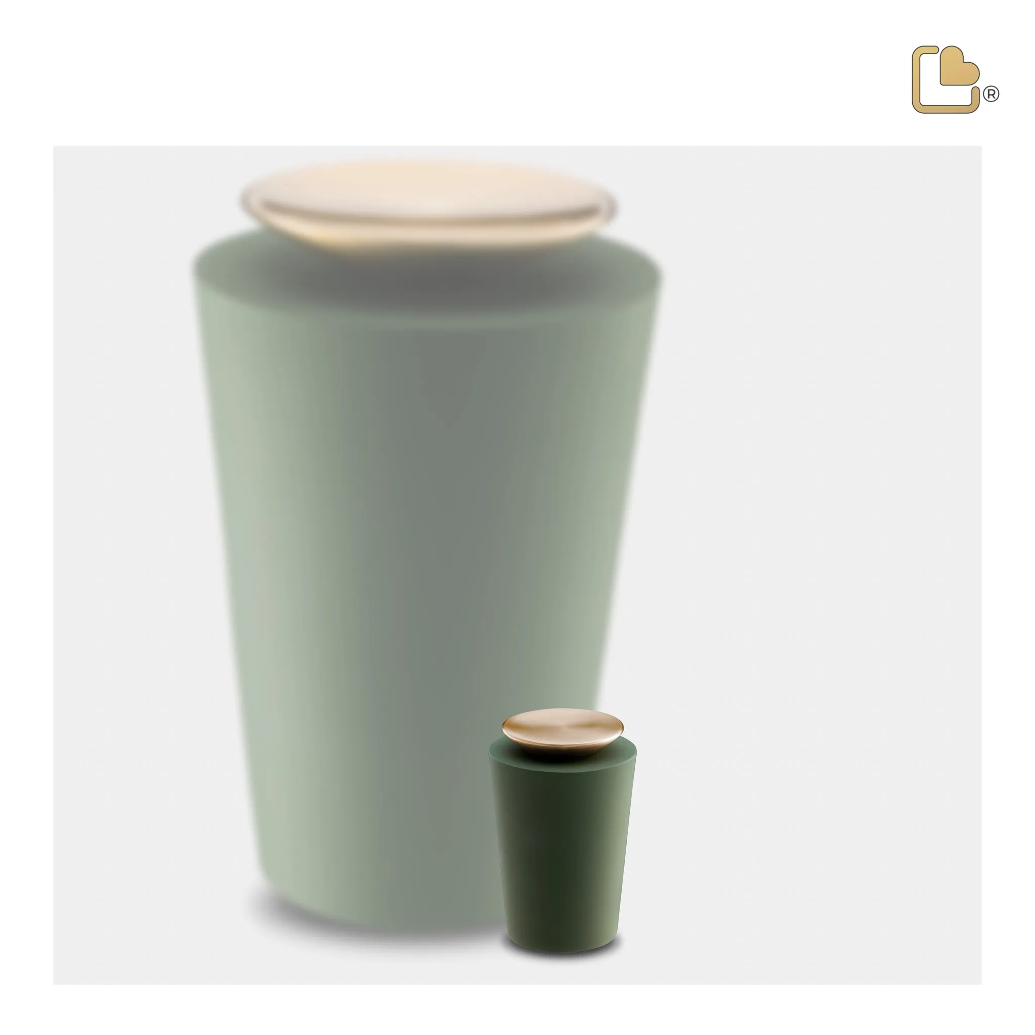 Crescent Tall Keepsake Urn Sage Green & Brushed Gold