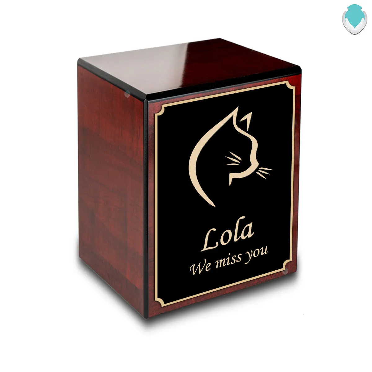 Custom Engraved Heritage Cherry Cat Small Pet Cremation Urn Memorial Box for Ashes
