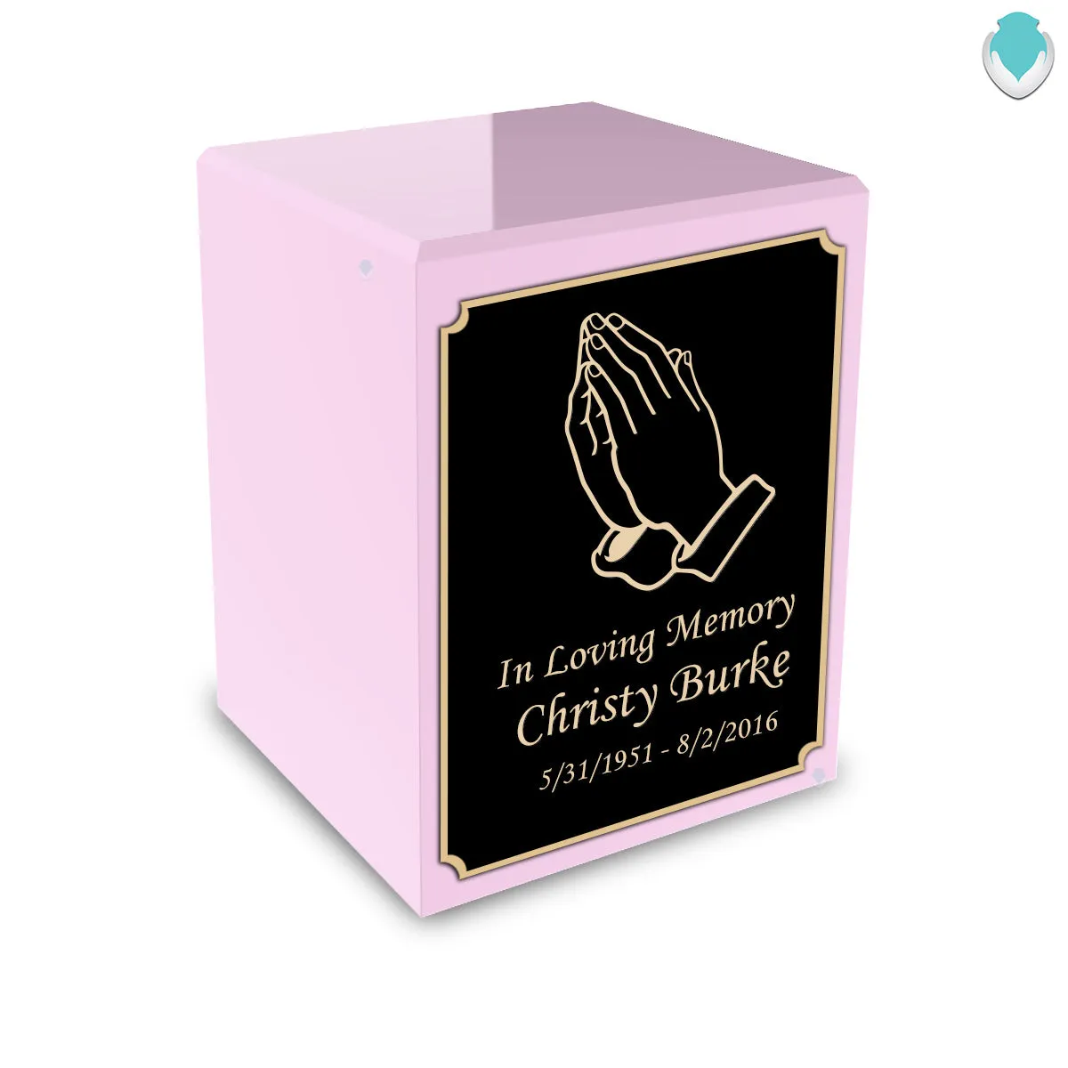 Custom Engraved Heritage Light Pink Small Cremation Urn Memorial Box for Ashes