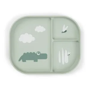 Done By Deer Foodie Compartment Plate Croco Green