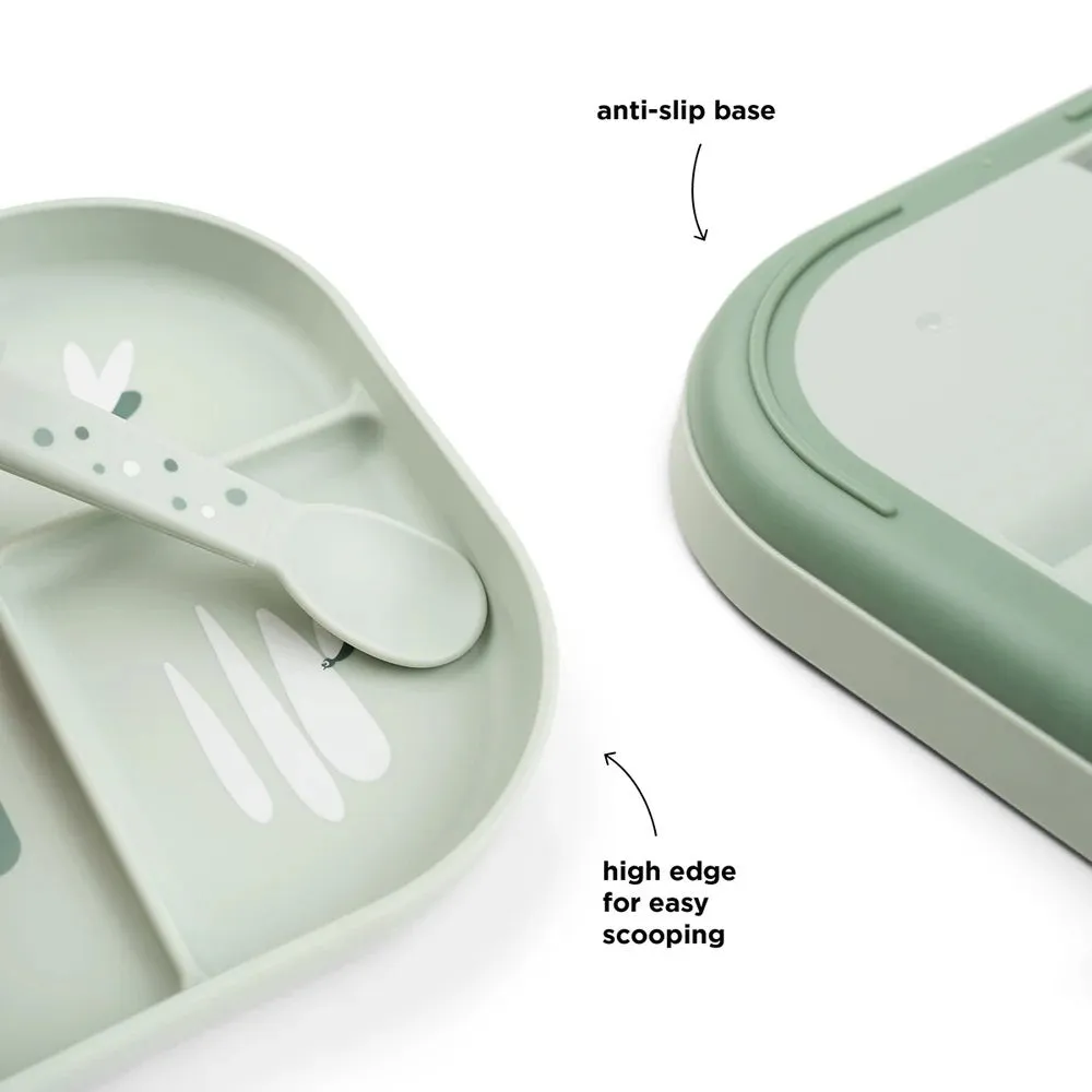 Done By Deer Foodie Compartment Plate Croco Green