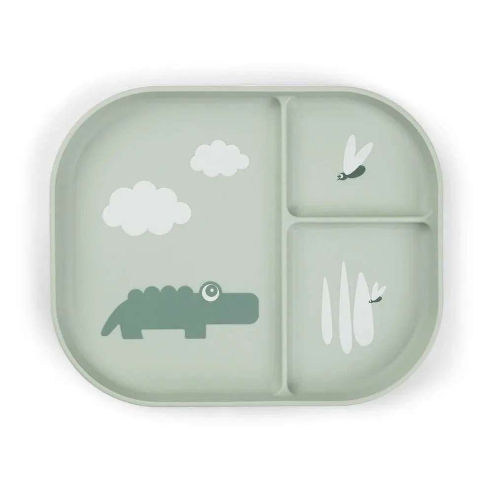 Done By Deer Foodie Compartment Plate Croco Green