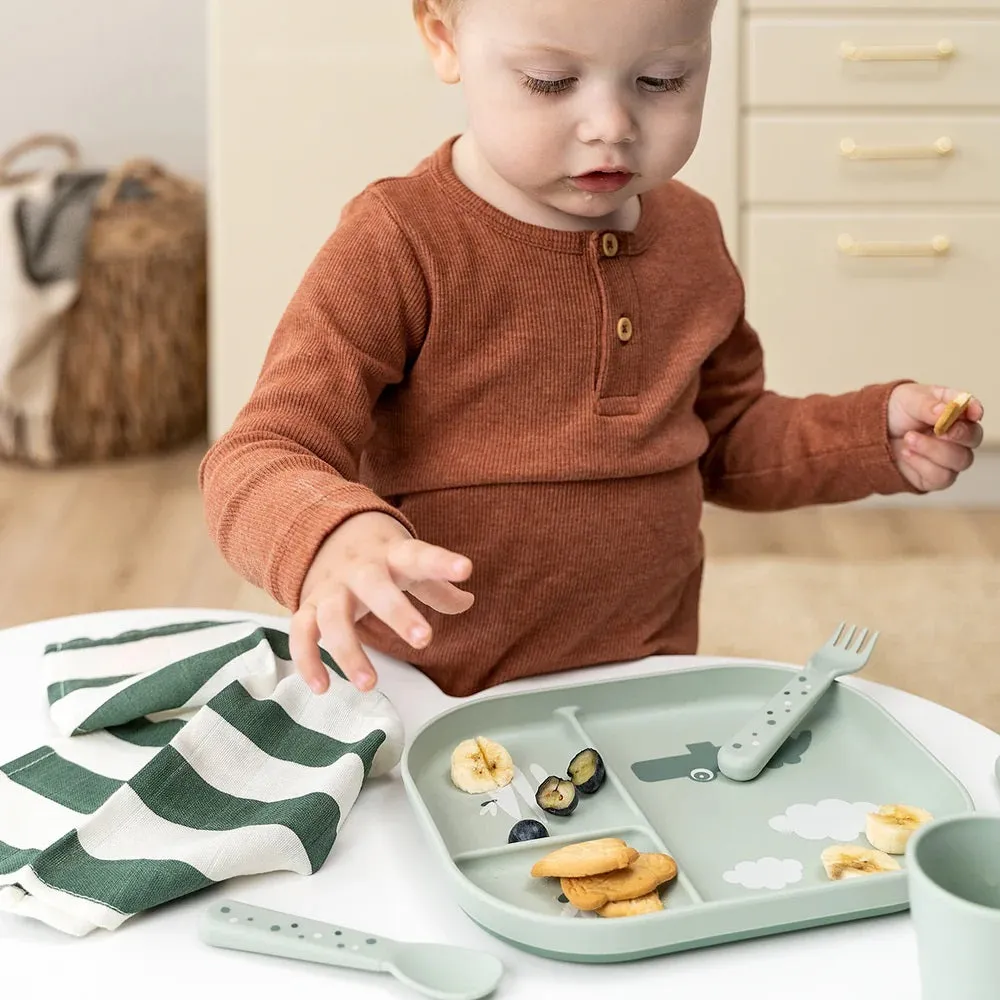 Done By Deer Foodie Compartment Plate Croco Green