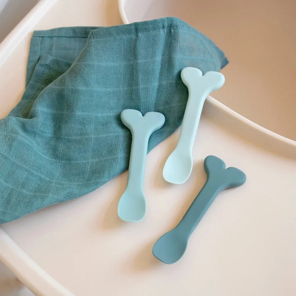 Done By Deer Silicone Baby Spoon 3-Pack Wally Blue
