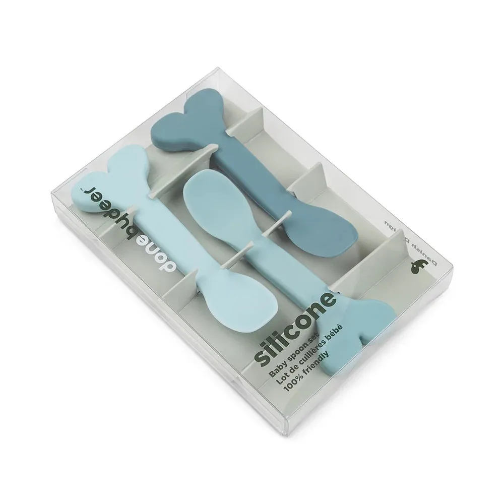 Done By Deer Silicone Baby Spoon 3-Pack Wally Blue