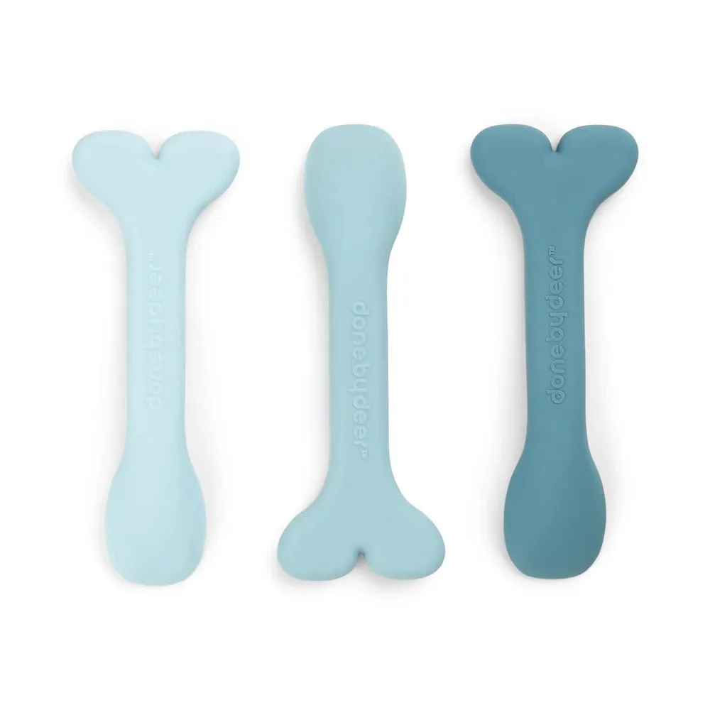 Done By Deer Silicone Baby Spoon 3-Pack Wally Blue
