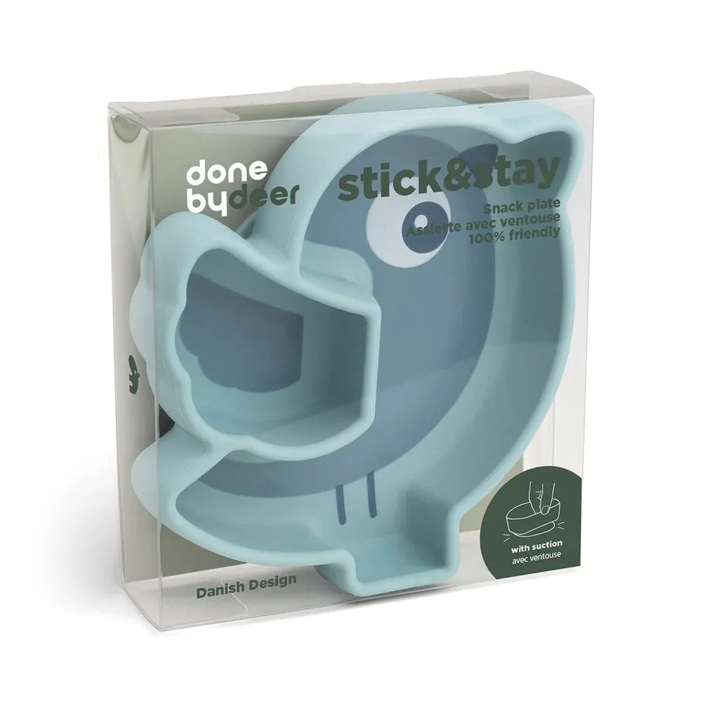 Done By Deer Silicone Stick&Stay Snack Plate Birdee Blue