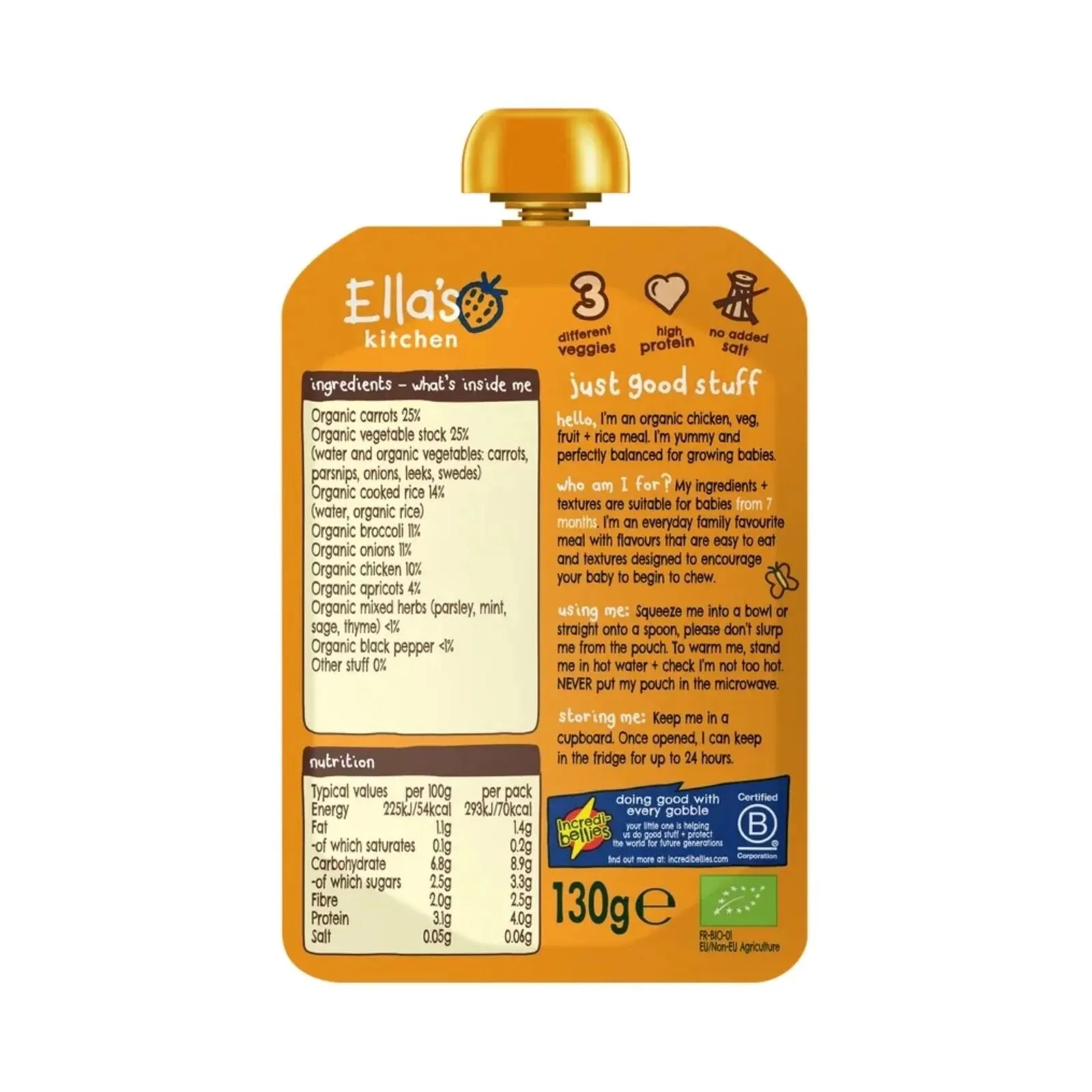 Ella's Kitchen Chicken Casserole with Rice 7  months 130g
