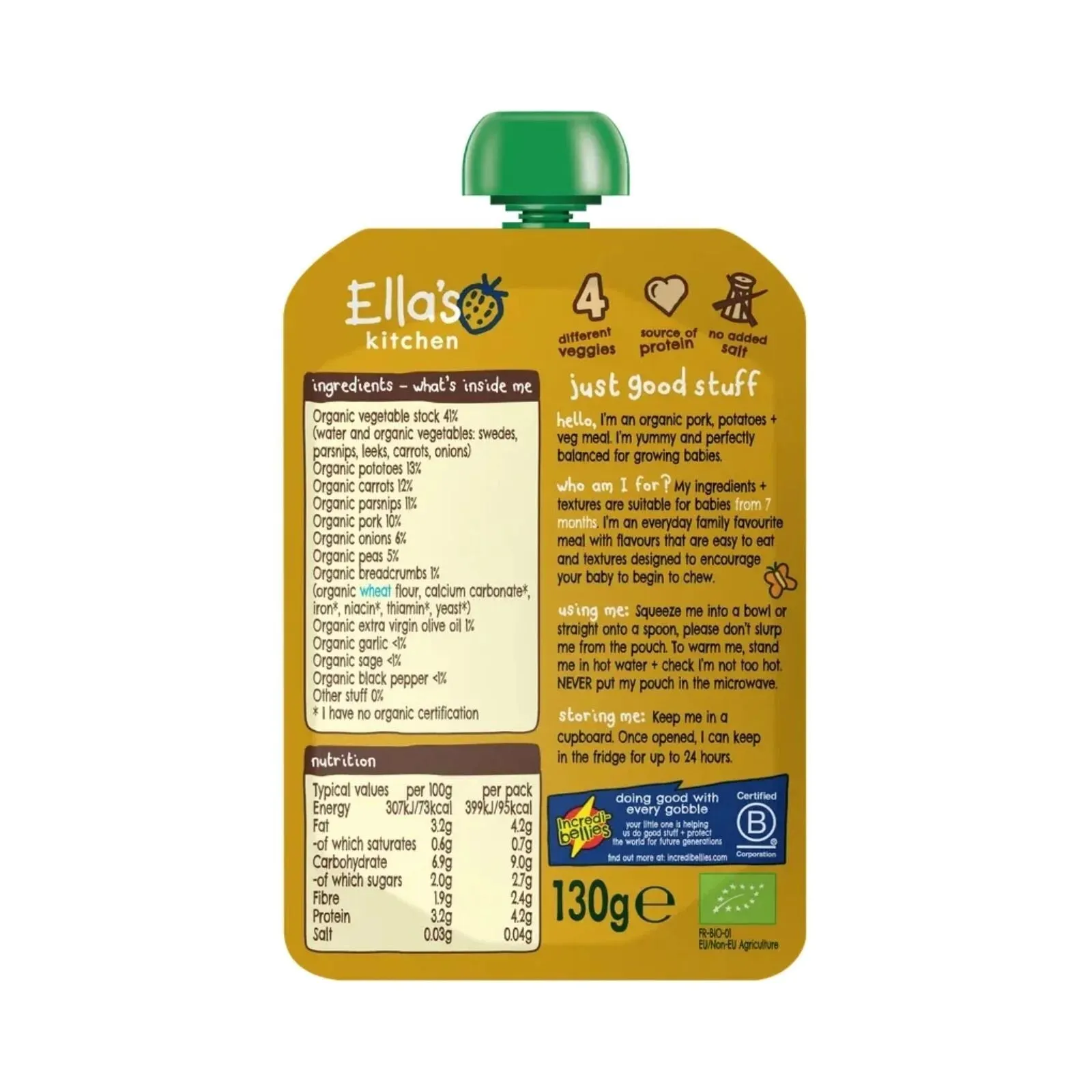 Ella's Kitchen Organic Bangers & Mash Baby Food Pouch 7  months 130g