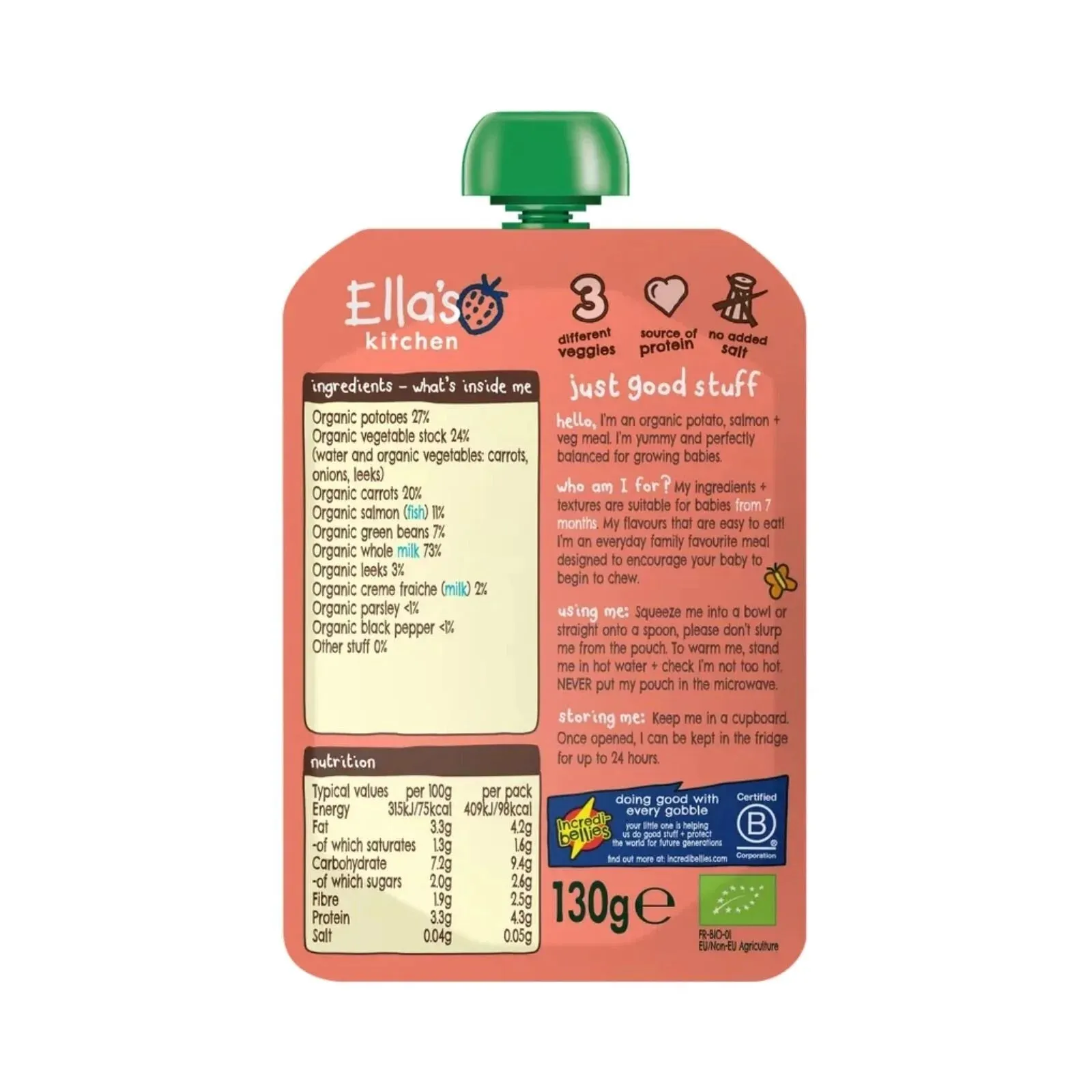 Ella's Kitchen Organic Fish Pie Baby Food Pouch 7  months 130g