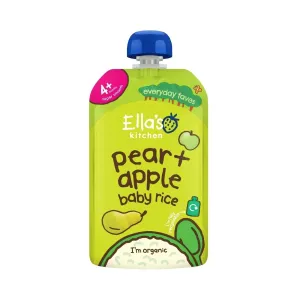 Ella's Kitchen Organic Pear & Apple Baby Rice Baby Pouch 4  months 120g