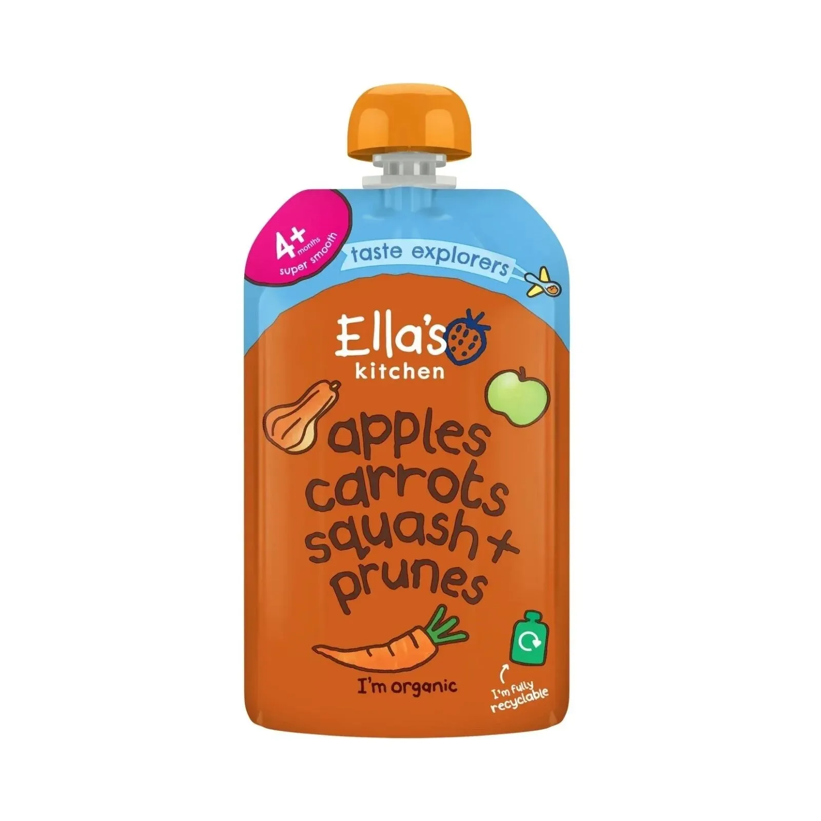 Ella's Kitchen Organic Squash Carrots Apples & Prunes Pouch 4  months 120g