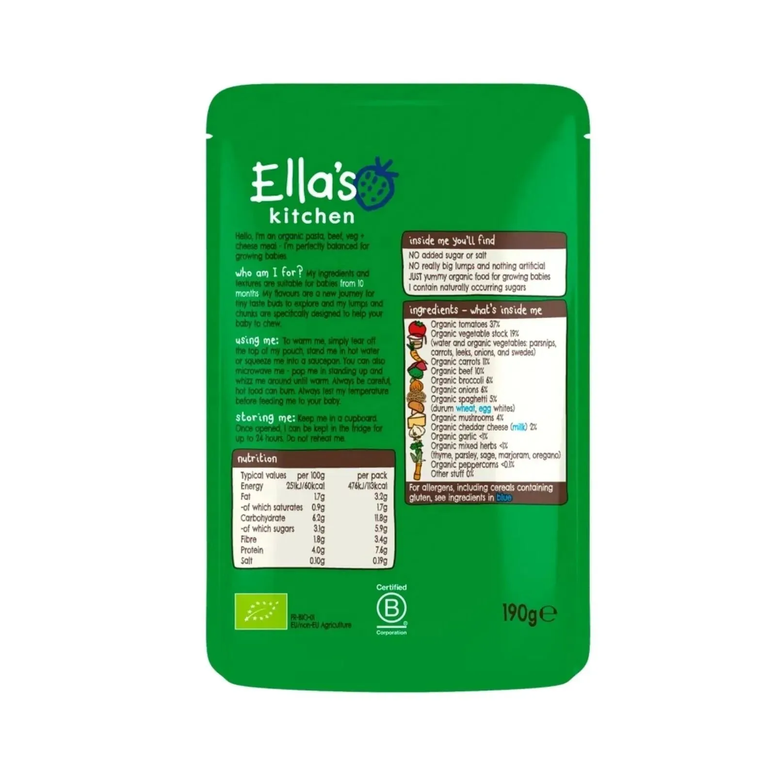 Ella's Kitchen Spaghetti Bolognese with Cheese 10  months 190g