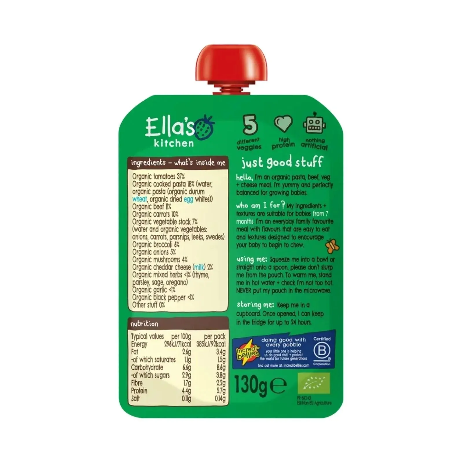 Ella's Kitchen Spaghetti Bolognese with Cheese 7  months 130g