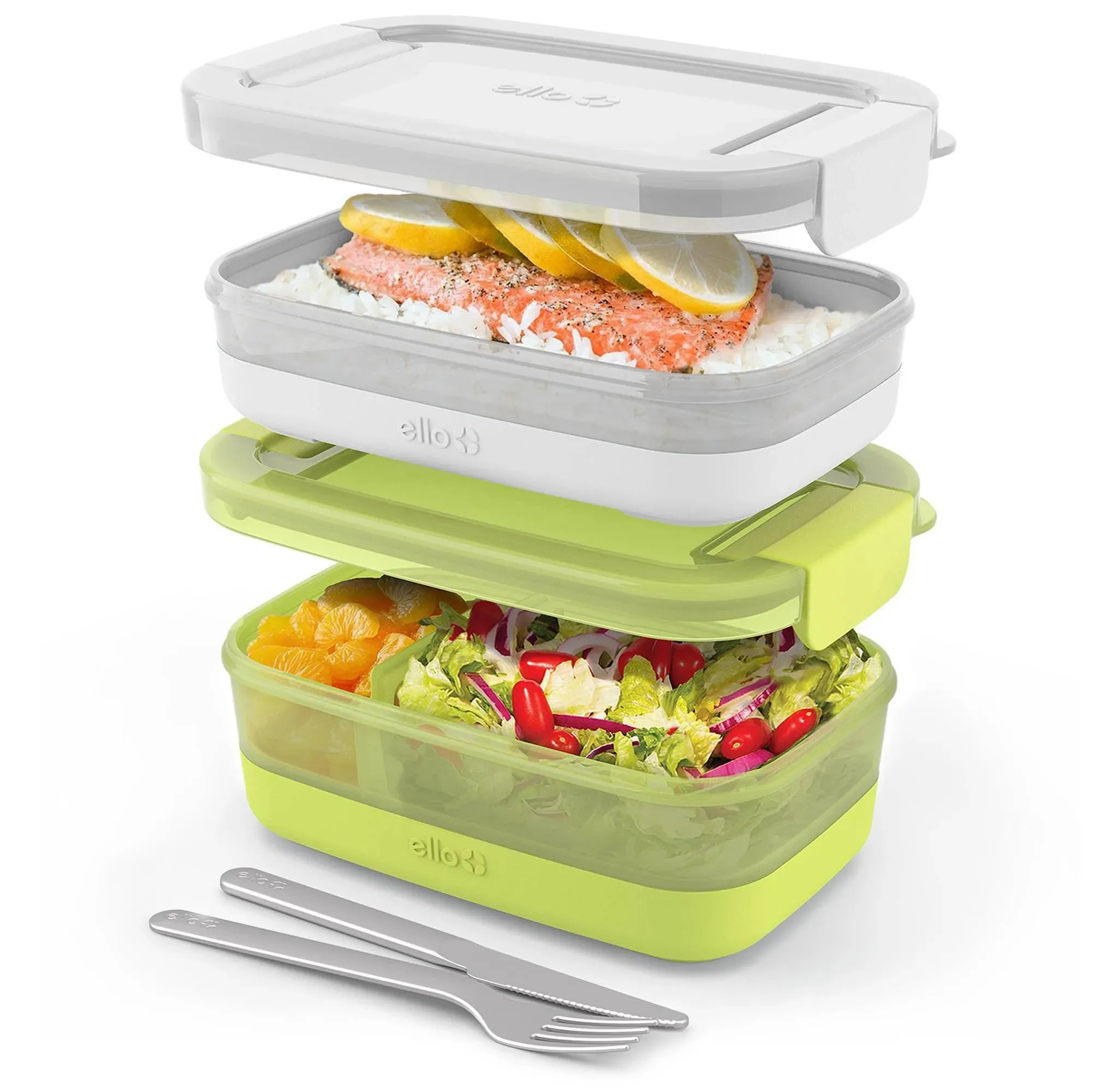 Ello 2pk Plastic Lunch Stack Food Storage Container Set Zapped
