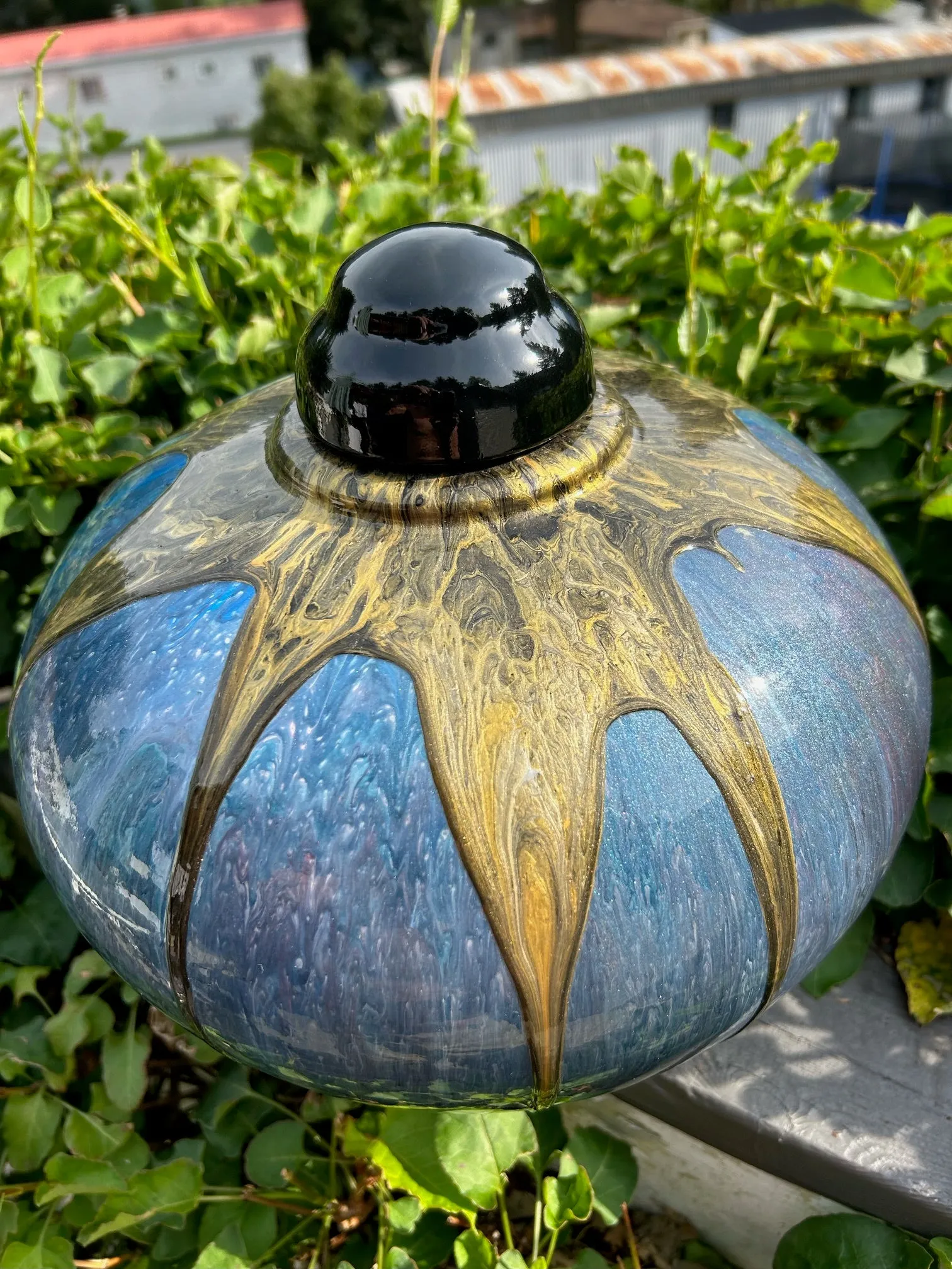Extra Large Painted Poplar Wood Turned Urn 10