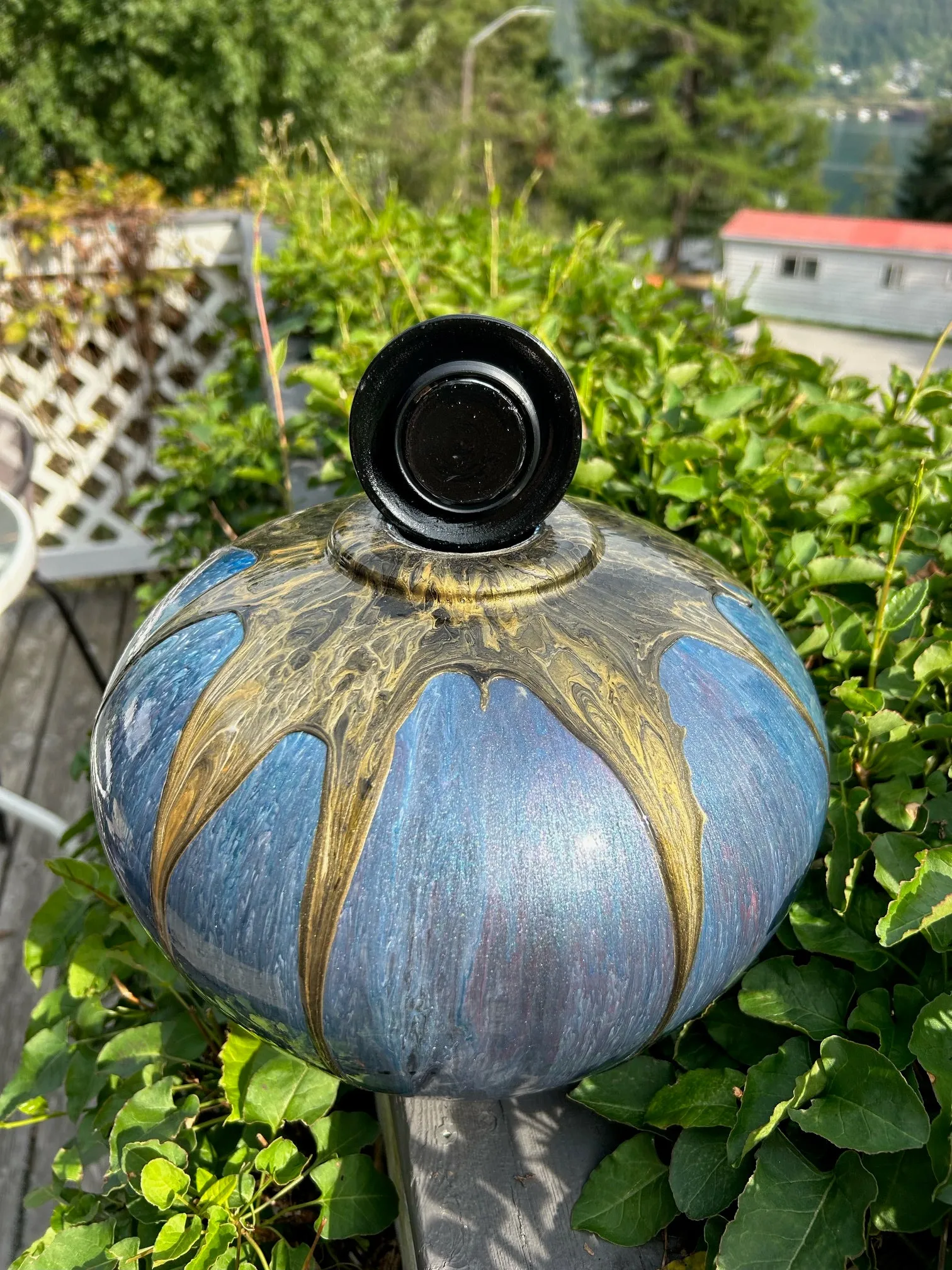 Extra Large Painted Poplar Wood Turned Urn 10