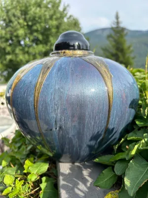 Extra Large Painted Poplar Wood Turned Urn 10