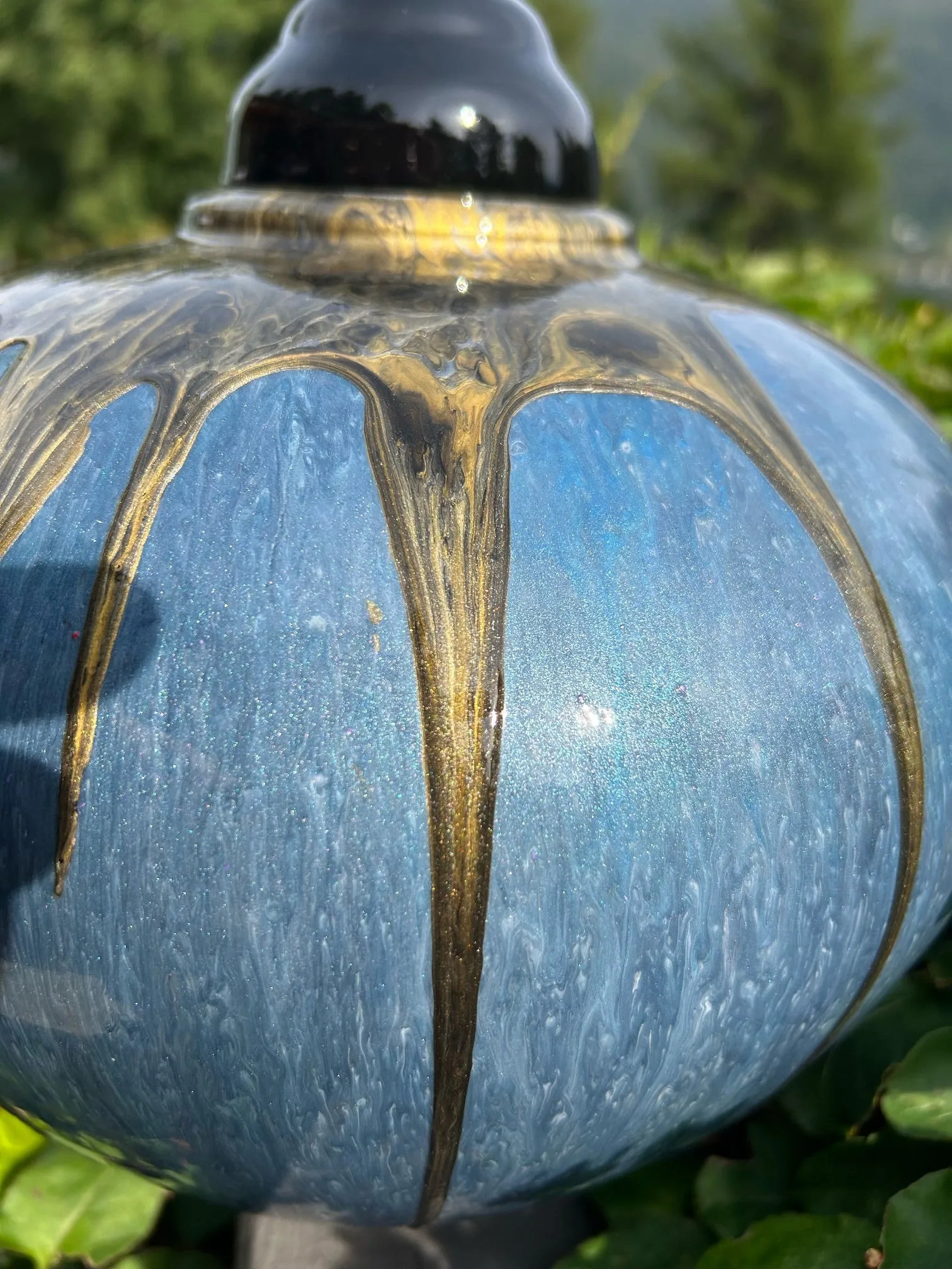 Extra Large Painted Poplar Wood Turned Urn 10