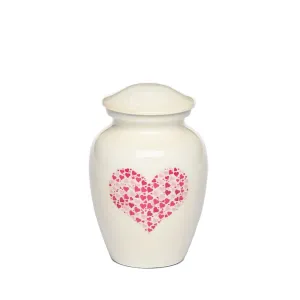 EXTRA SMALL -Classic Alloy Urn -4000– WHITE with PINK HEART