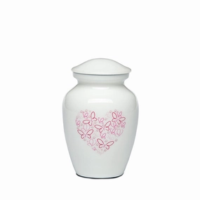 EXTRA SMALL  - Powder Coated Alloy Urn -4123- Heart with Butterflies