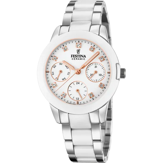 Festina Ceramic Multifunction Ladies Watch I Model F20497/1 Quartz Movement