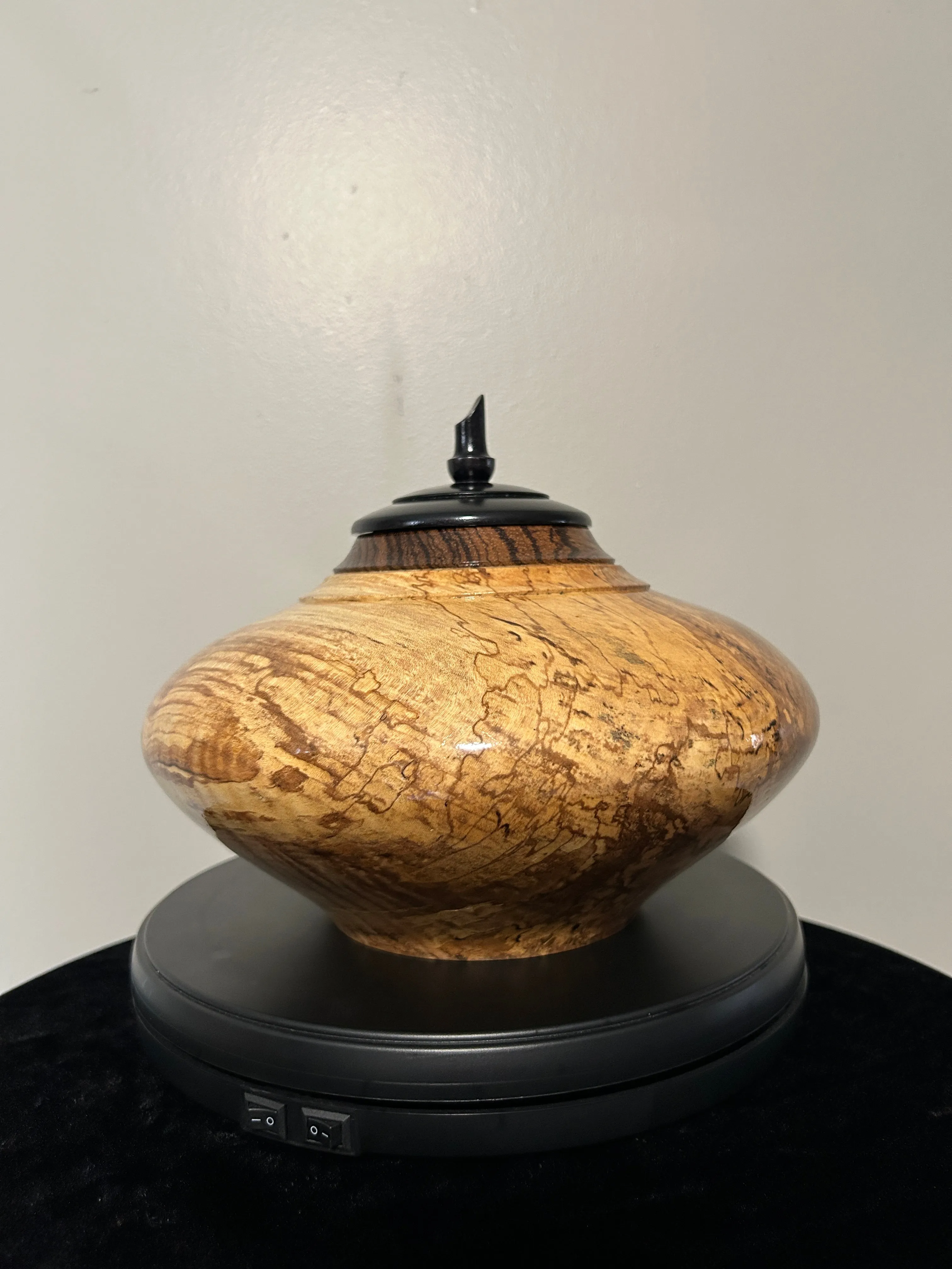 Hand-Turned Urn in Spalted Maple 'Peace' 2