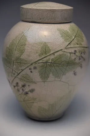 Handcrafted Blackberry Raku Ceramic Cremation Urn