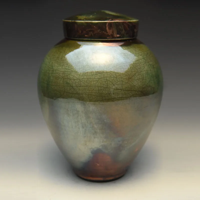 Handcrafted Christian Symbol Raku Ceramic Cremation Urn