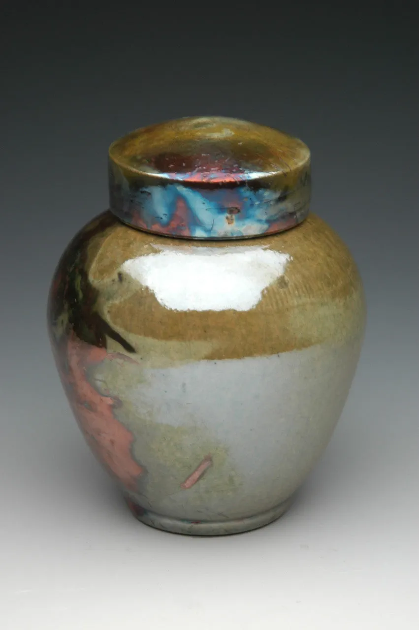 Handcrafted Dragonfly Raku Ceramic Cremation Urn