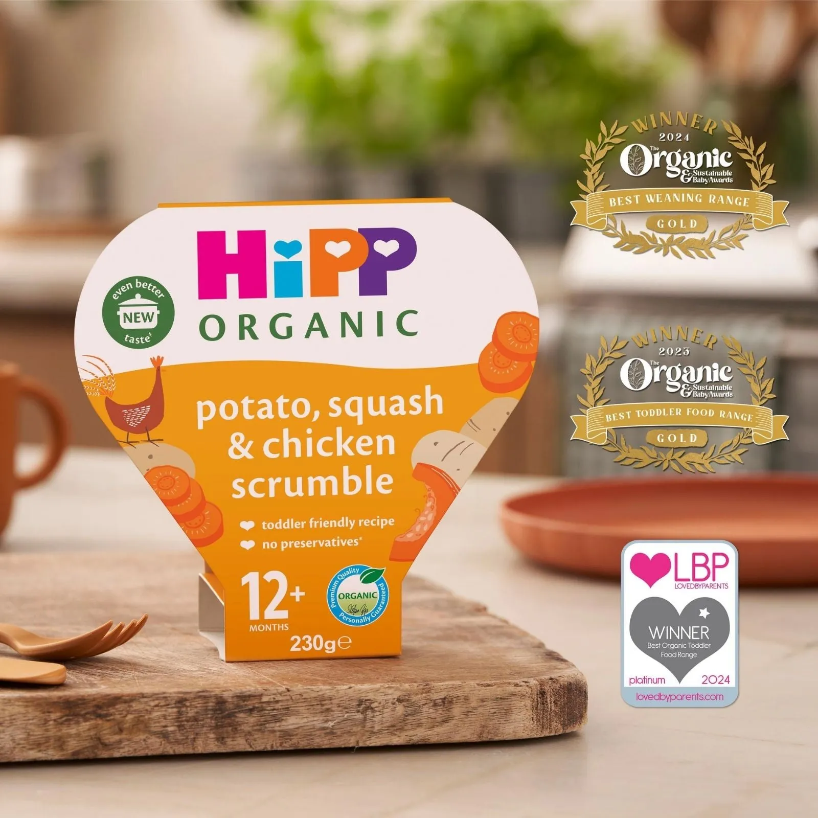 HiPP Organic Potato Squash & Chicken Scrumble Toddler Tray Meal 12  months 230g