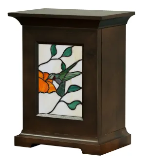 Hummingbird Stained Glass Wood Urn