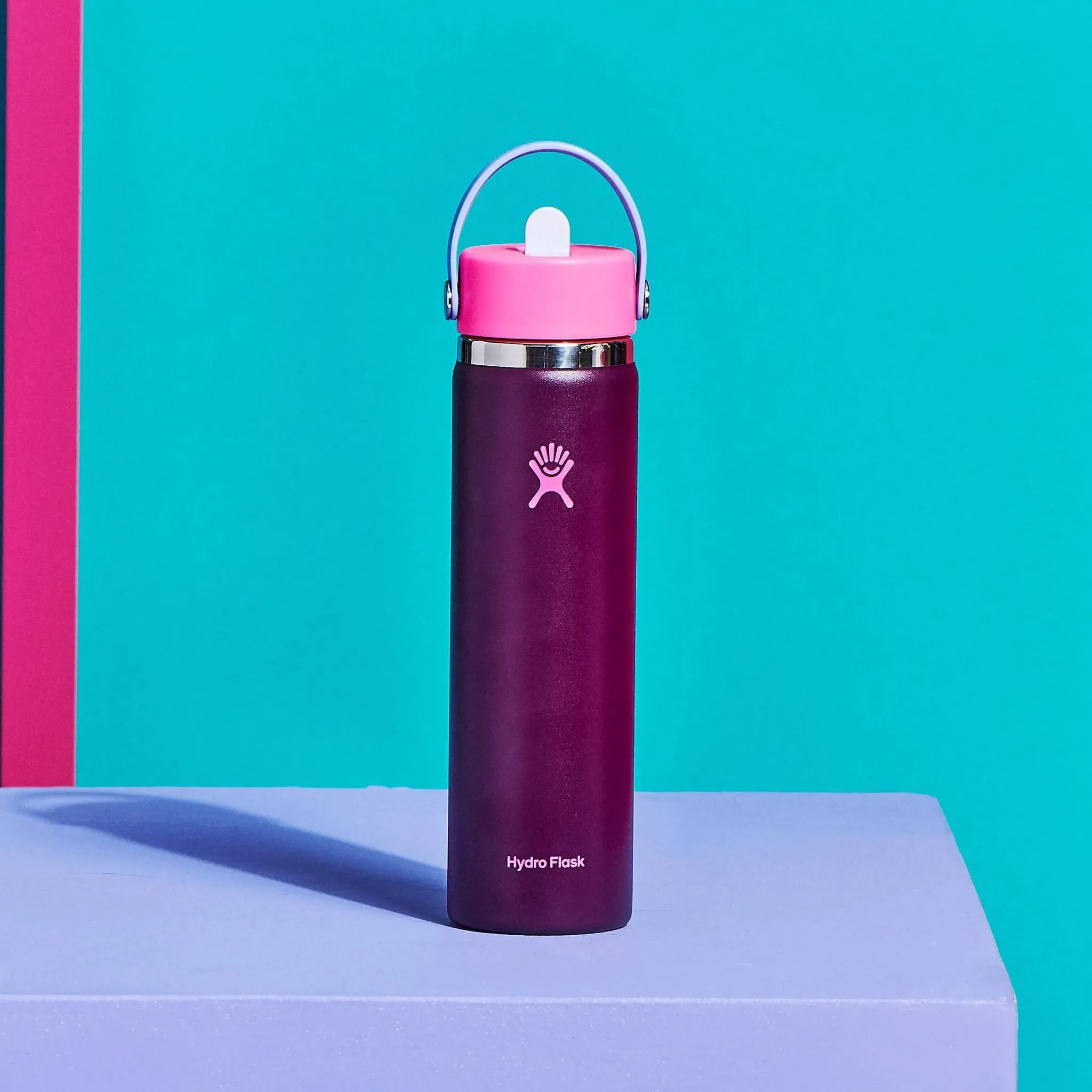 Hydro Flask 24oz Wide Mouth Flex Straw Water Bottle Sugar Plum: BPA-Free, Vacuum-Insulated, Leakproof, Dishwasher-Safe