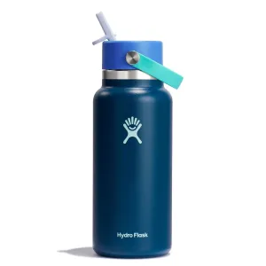 Hydro Flask 32oz Wide Mouth Flex Straw Water Bottle Winter Night (See Description)