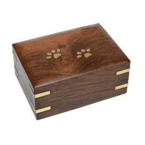 IMPERFECT SELECTION - MEDIUM - Rosewood Pet Urn RW-PP with Brass Paws and  Corners