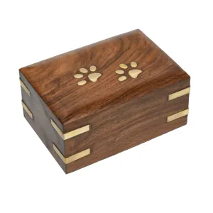 IMPERFECT SELECTION - SMALL - Rosewood Pet Urn RW-PP with Brass Paws and Corners
