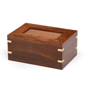 IMPERFECT SELECTION - SMALL - Rosewood Photo Frame Urn -517- Brass coners