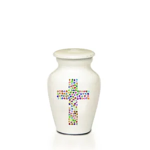 KEEPSAKE -Alloy Urn -4000- Colorful Heart Cross Design Bogati©