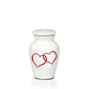 KEEPSAKE -Alloy Urn -4000- WHITE with DOUBLE HEARTS
