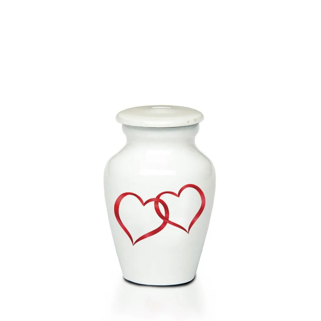 KEEPSAKE -Alloy Urn -4000- WHITE with DOUBLE HEARTS