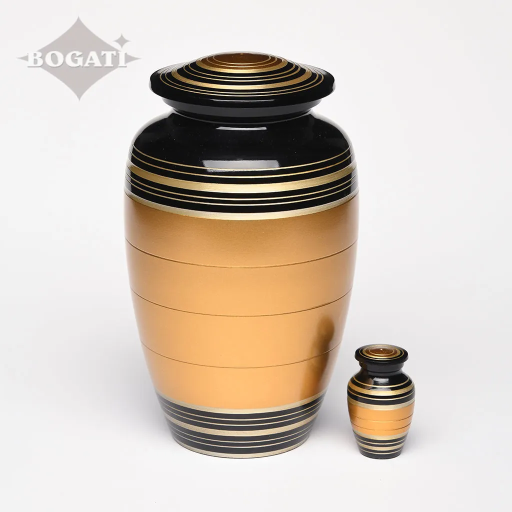 KEEPSAKE - Alloy Urn -6174- Bronze, Gold & Black Stripes - Pack of 10