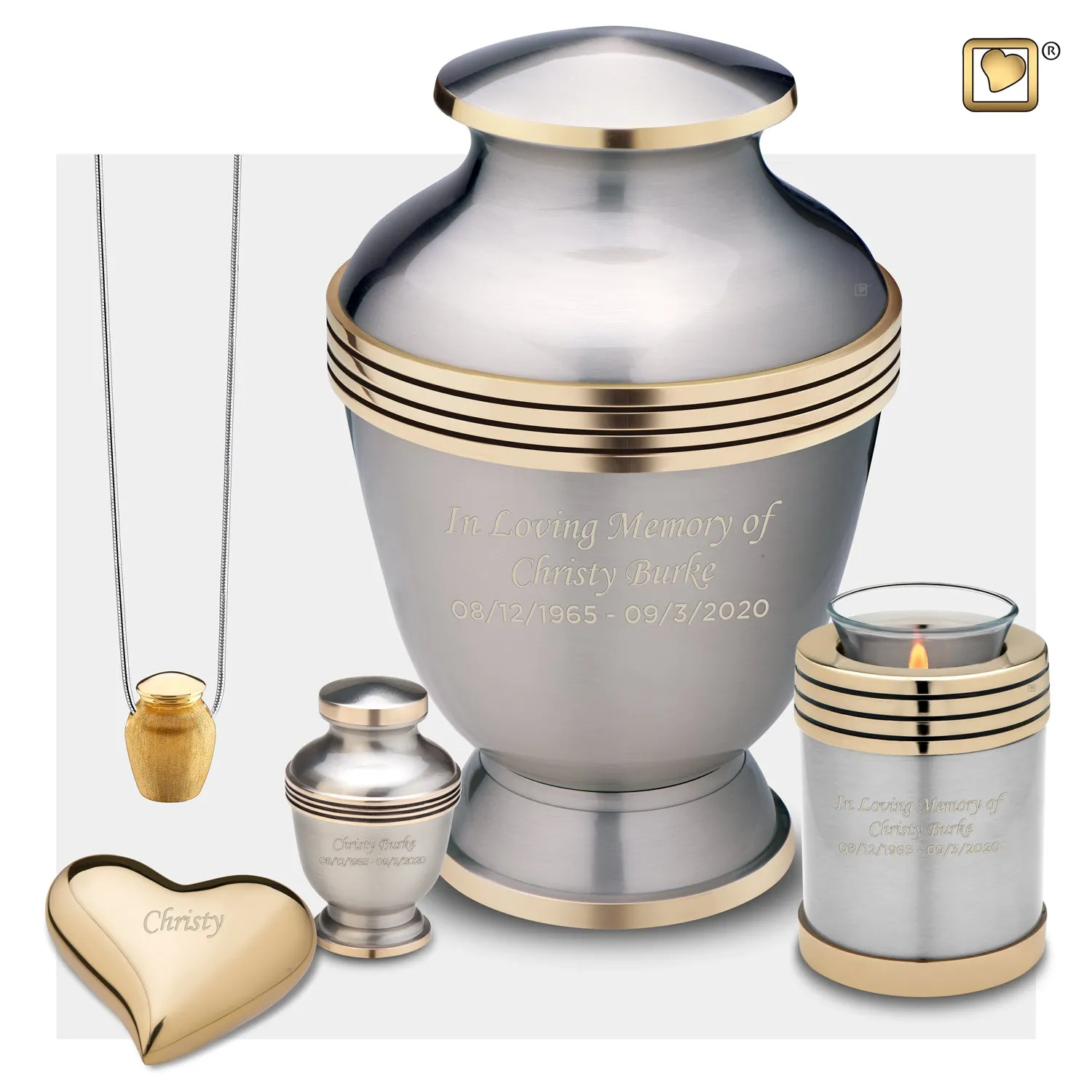 Keepsake Elegant Pewter Cremation Urn - COMFORT by LoveUrns