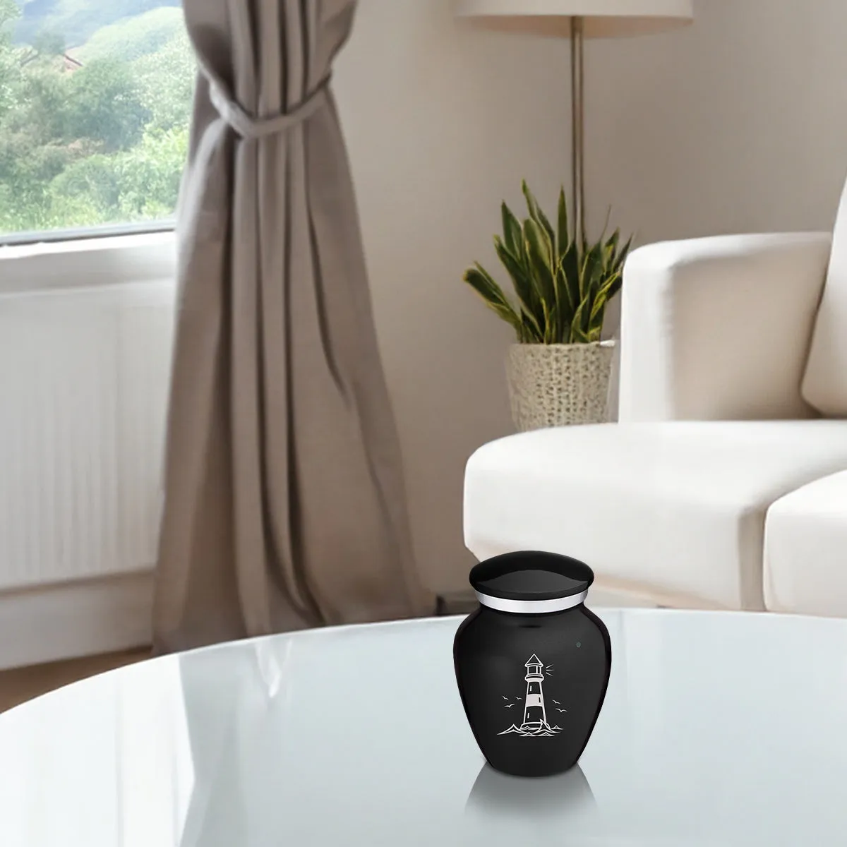 Keepsake Embrace Black Lighthouse Cremation Urn